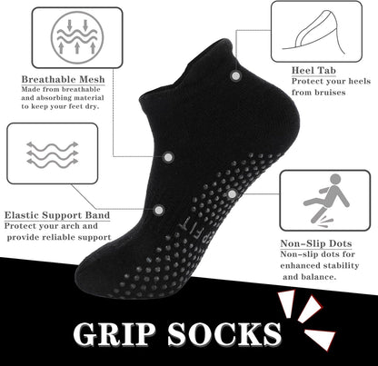Grip Pilates Socks Non Slip Athletic Yoga Socks with Grips for Women Grippy socks for Hospital Workout Barre