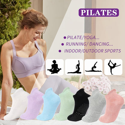 Grip Pilates Socks Non Slip Athletic Yoga Socks with Grips for Women Grippy socks for Hospital Workout Barre