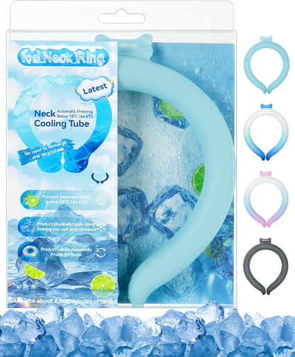 Neck Cooling Tube Wraps Ice Ring Neck Cooler Personal Ice Pack Wrap for Hot Weather Gel Reusable Wearable Gel Cooling for Summer Heat Hot Flashes Freezer Below 64.4℉