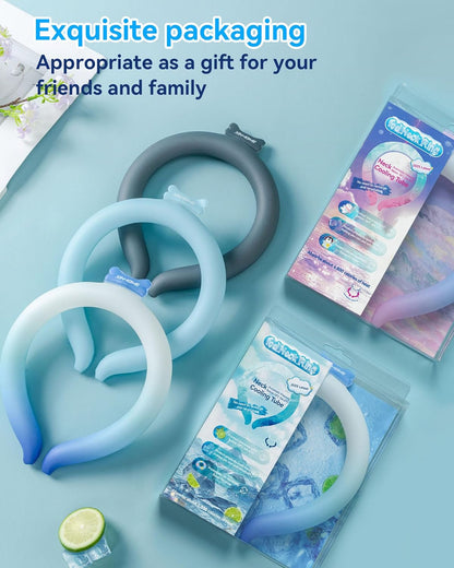 Neck Cooling Tube Wraps Ice Ring Neck Cooler Personal Ice Pack Wrap for Hot Weather Gel Reusable Wearable Gel Cooling for Summer Heat Hot Flashes Freezer Below 64.4℉