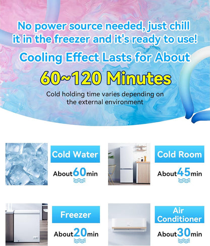 Neck Cooling Tube Wraps Ice Ring Neck Cooler Personal Ice Pack Wrap for Hot Weather Gel Reusable Wearable Gel Cooling for Summer Heat Hot Flashes Freezer Below 64.4℉