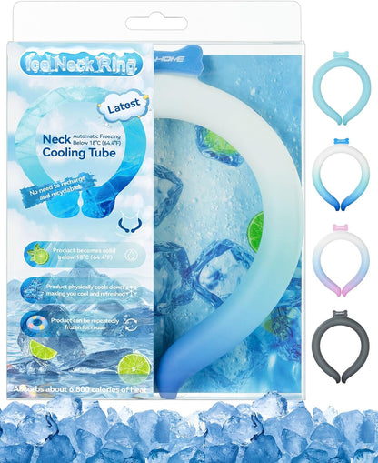 Neck Cooling Tube Wraps Ice Ring Neck Cooler Personal Ice Pack Wrap for Hot Weather Gel Reusable Wearable Gel Cooling for Summer Heat Hot Flashes Freezer Below 64.4℉