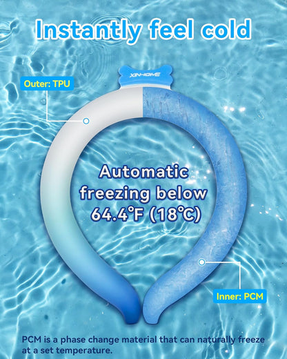 Neck Cooling Tube Wraps Ice Ring Neck Cooler Personal Ice Pack Wrap for Hot Weather Gel Reusable Wearable Gel Cooling for Summer Heat Hot Flashes Freezer Below 64.4℉