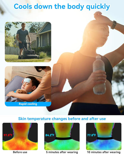 Neck Cooling Tube Wraps Ice Ring Neck Cooler Personal Ice Pack Wrap for Hot Weather Gel Reusable Wearable Gel Cooling for Summer Heat Hot Flashes Freezer Below 64.4℉