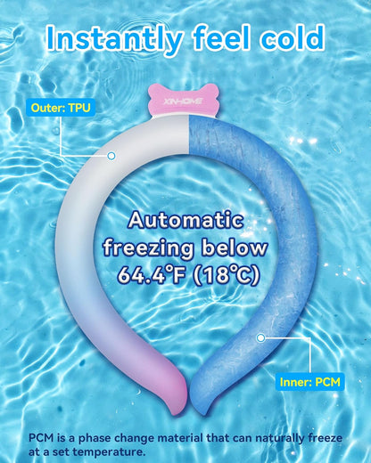 Neck Cooling Tube Wraps Ice Ring Neck Cooler Personal Ice Pack Wrap for Hot Weather Gel Reusable Wearable Gel Cooling for Summer Heat Hot Flashes Freezer Below 64.4℉