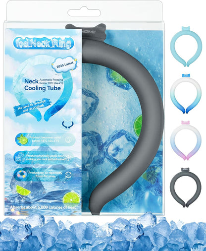 Neck Cooling Tube Wraps Ice Ring Neck Cooler Personal Ice Pack Wrap for Hot Weather Gel Reusable Wearable Gel Cooling for Summer Heat Hot Flashes Freezer Below 64.4℉