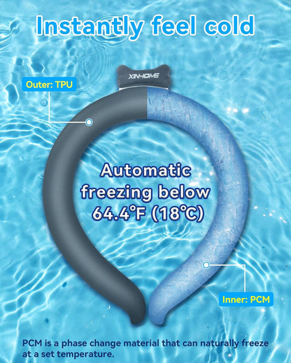 Neck Cooling Tube Wraps Ice Ring Neck Cooler Personal Ice Pack Wrap for Hot Weather Gel Reusable Wearable Gel Cooling for Summer Heat Hot Flashes Freezer Below 64.4℉