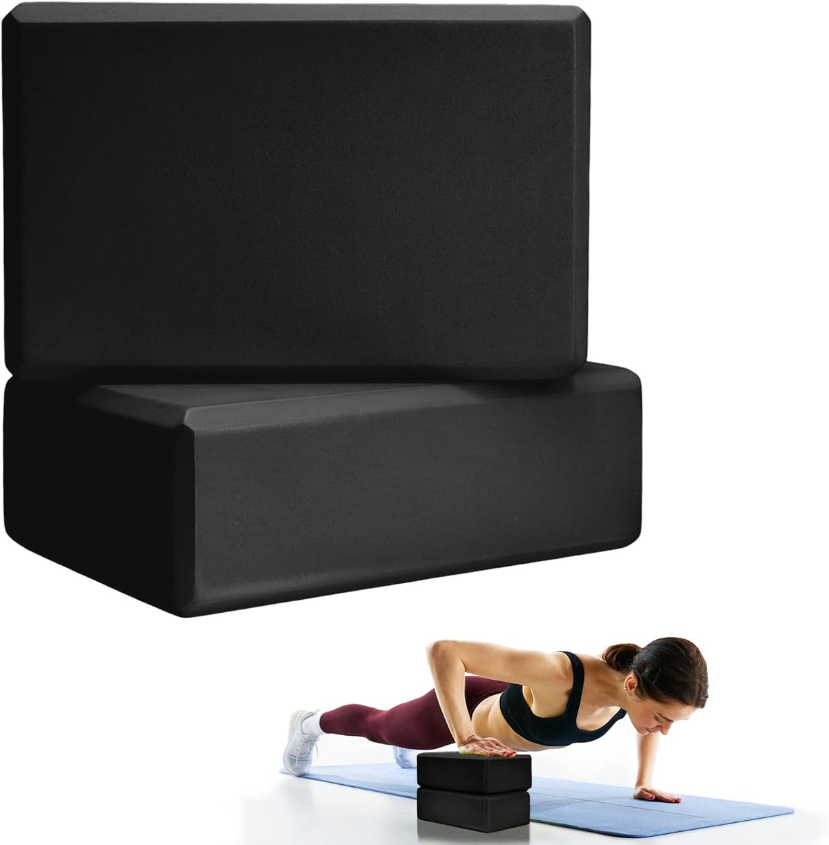 2 Pcs Yoga Blocks, 9x6x3 Inch Foam Blocks for Pilates | High density EVA foam Yoga Props lightweight non-slip surface for meditation stretching balance training