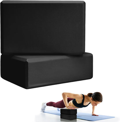 2 Pcs Yoga Blocks, 9x6x3 Inch Foam Blocks for Pilates | High density EVA foam Yoga Props lightweight non-slip surface for meditation stretching balance training