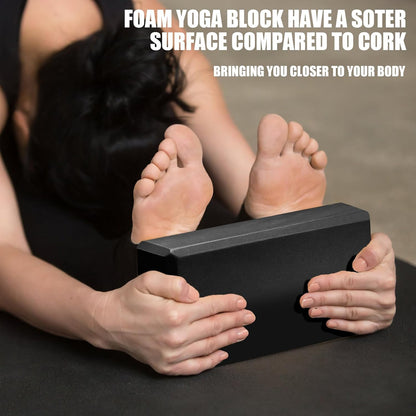 2 Pcs Yoga Blocks, 9x6x3 Inch Foam Blocks for Pilates | High density EVA foam Yoga Props lightweight non-slip surface for meditation stretching balance training
