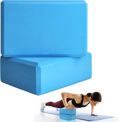 2 Pcs Yoga Blocks, 9x6x3 Inch Foam Blocks for Pilates | High density EVA foam Yoga Props lightweight non-slip surface for meditation stretching balance training