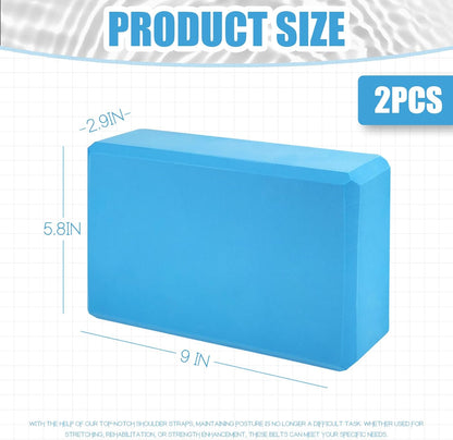2 Pcs Yoga Blocks, 9x6x3 Inch Foam Blocks for Pilates | High density EVA foam Yoga Props lightweight non-slip surface for meditation stretching balance training
