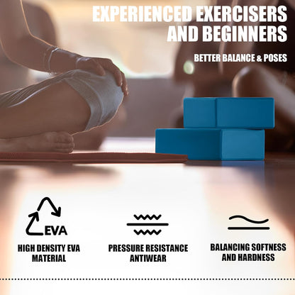 2 Pcs Yoga Blocks, 9x6x3 Inch Foam Blocks for Pilates | High density EVA foam Yoga Props lightweight non-slip surface for meditation stretching balance training