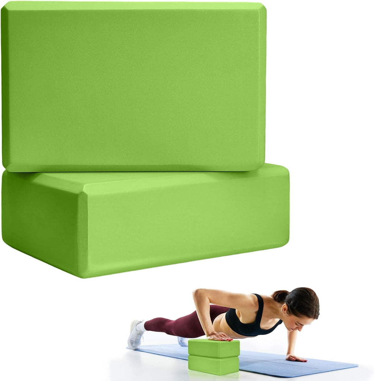 2 Pcs Yoga Blocks, 9x6x3 Inch Foam Blocks for Pilates | High density EVA foam Yoga Props lightweight non-slip surface for meditation stretching balance training