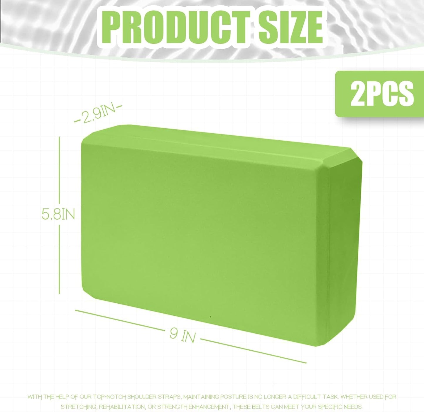 2 Pcs Yoga Blocks, 9x6x3 Inch Foam Blocks for Pilates | High density EVA foam Yoga Props lightweight non-slip surface for meditation stretching balance training