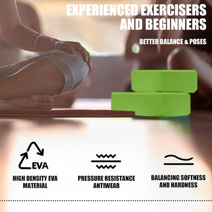 2 Pcs Yoga Blocks, 9x6x3 Inch Foam Blocks for Pilates | High density EVA foam Yoga Props lightweight non-slip surface for meditation stretching balance training