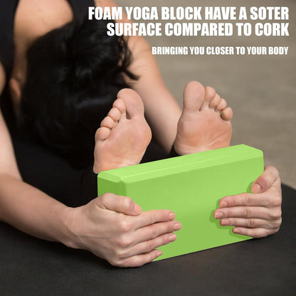 2 Pcs Yoga Blocks, 9x6x3 Inch Foam Blocks for Pilates | High density EVA foam Yoga Props lightweight non-slip surface for meditation stretching balance training