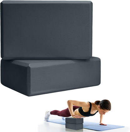 2 Pcs Yoga Blocks, 9x6x3 Inch Foam Blocks for Pilates | High density EVA foam Yoga Props lightweight non-slip surface for meditation stretching balance training
