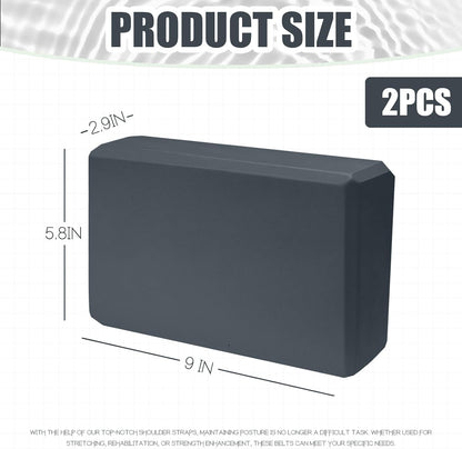 2 Pcs Yoga Blocks, 9x6x3 Inch Foam Blocks for Pilates | High density EVA foam Yoga Props lightweight non-slip surface for meditation stretching balance training