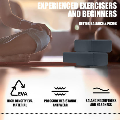 2 Pcs Yoga Blocks, 9x6x3 Inch Foam Blocks for Pilates | High density EVA foam Yoga Props lightweight non-slip surface for meditation stretching balance training