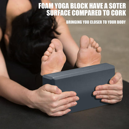 2 Pcs Yoga Blocks, 9x6x3 Inch Foam Blocks for Pilates | High density EVA foam Yoga Props lightweight non-slip surface for meditation stretching balance training