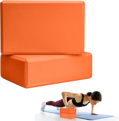 2 Pcs Yoga Blocks, 9x6x3 Inch Foam Blocks for Pilates | High density EVA foam Yoga Props lightweight non-slip surface for meditation stretching balance training