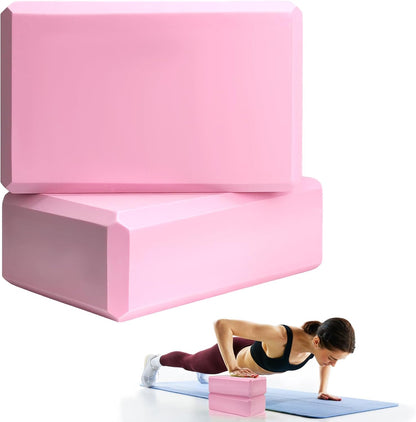 2 Pcs Yoga Blocks, 9x6x3 Inch Foam Blocks for Pilates | High density EVA foam Yoga Props lightweight non-slip surface for meditation stretching balance training