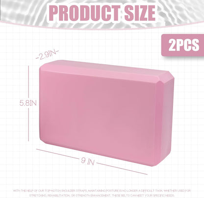 2 Pcs Yoga Blocks, 9x6x3 Inch Foam Blocks for Pilates | High density EVA foam Yoga Props lightweight non-slip surface for meditation stretching balance training