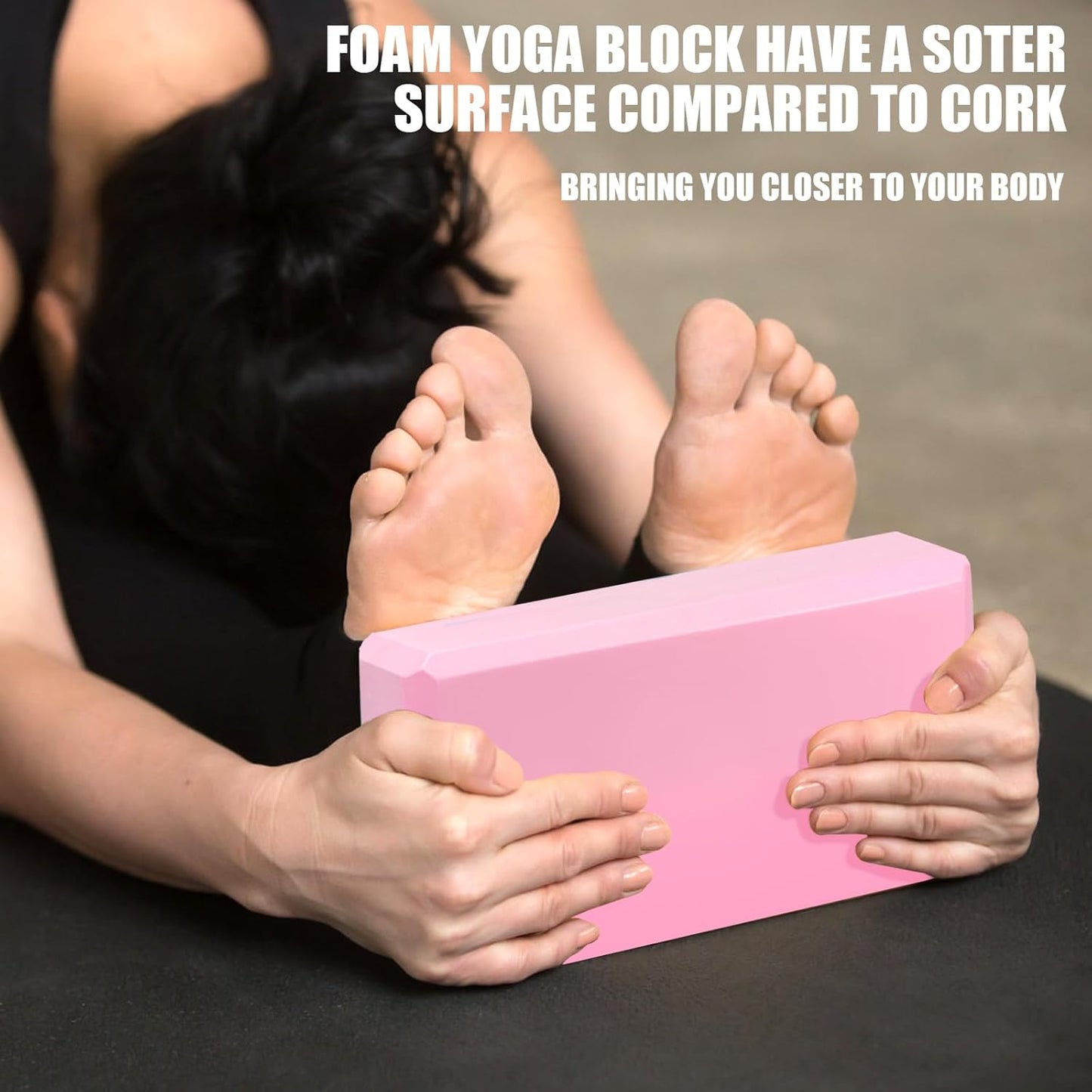 2 Pcs Yoga Blocks, 9x6x3 Inch Foam Blocks for Pilates | High density EVA foam Yoga Props lightweight non-slip surface for meditation stretching balance training