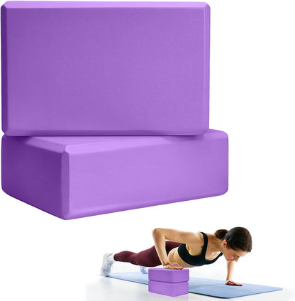 2 Pcs Yoga Blocks, 9x6x3 Inch Foam Blocks for Pilates | High density EVA foam Yoga Props lightweight non-slip surface for meditation stretching balance training