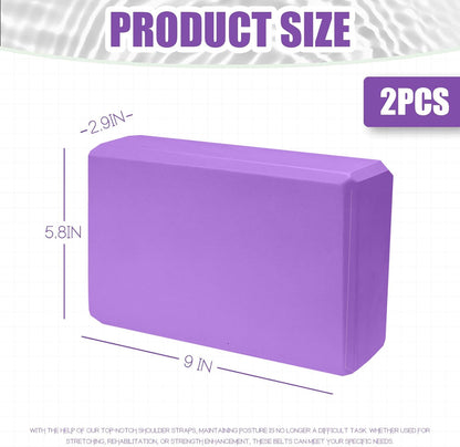 2 Pcs Yoga Blocks, 9x6x3 Inch Foam Blocks for Pilates | High density EVA foam Yoga Props lightweight non-slip surface for meditation stretching balance training