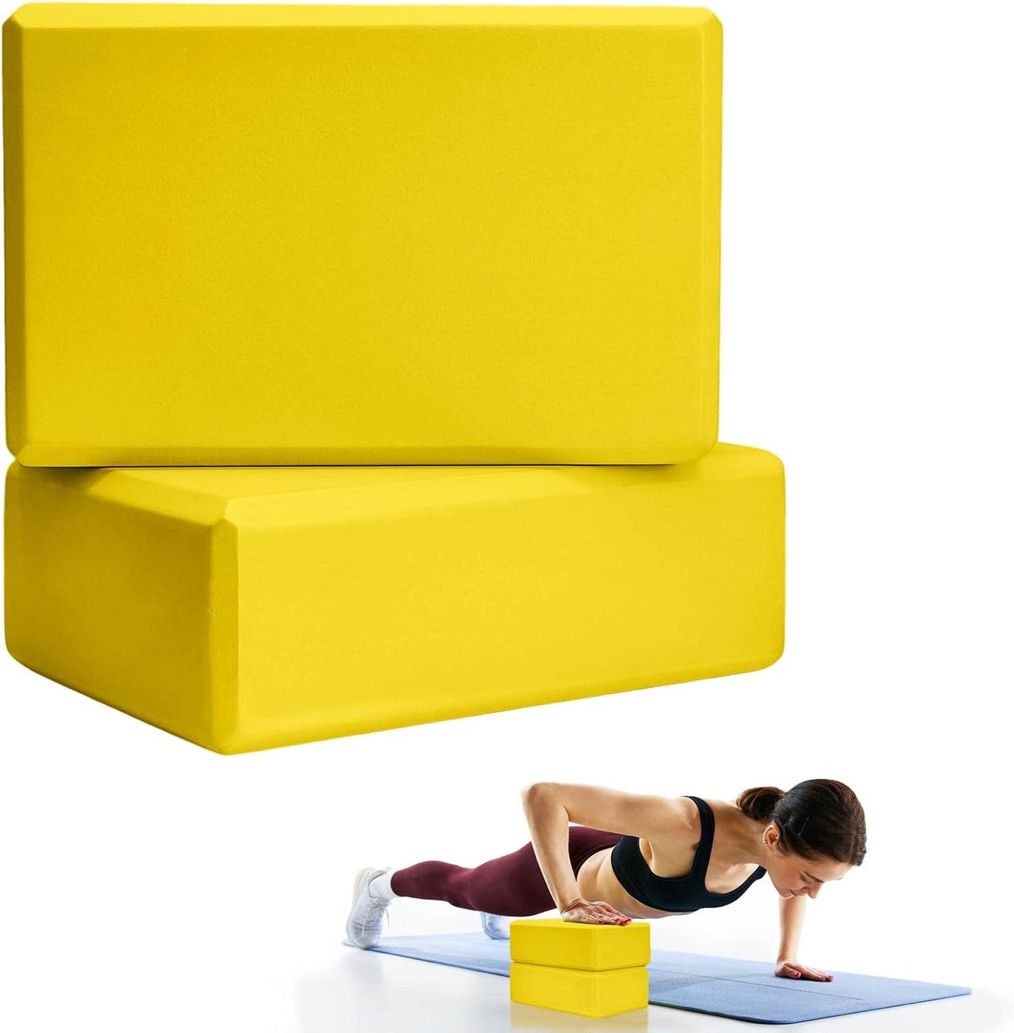 2 Pcs Yoga Blocks, 9x6x3 Inch Foam Blocks for Pilates | High density EVA foam Yoga Props lightweight non-slip surface for meditation stretching balance training