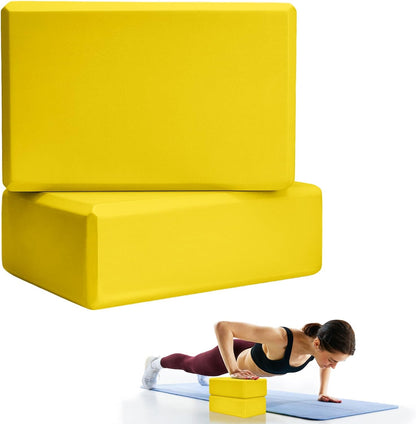 2 Pcs Yoga Blocks, 9x6x3 Inch Foam Blocks for Pilates | High density EVA foam Yoga Props lightweight non-slip surface for meditation stretching balance training