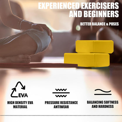 2 Pcs Yoga Blocks, 9x6x3 Inch Foam Blocks for Pilates | High density EVA foam Yoga Props lightweight non-slip surface for meditation stretching balance training