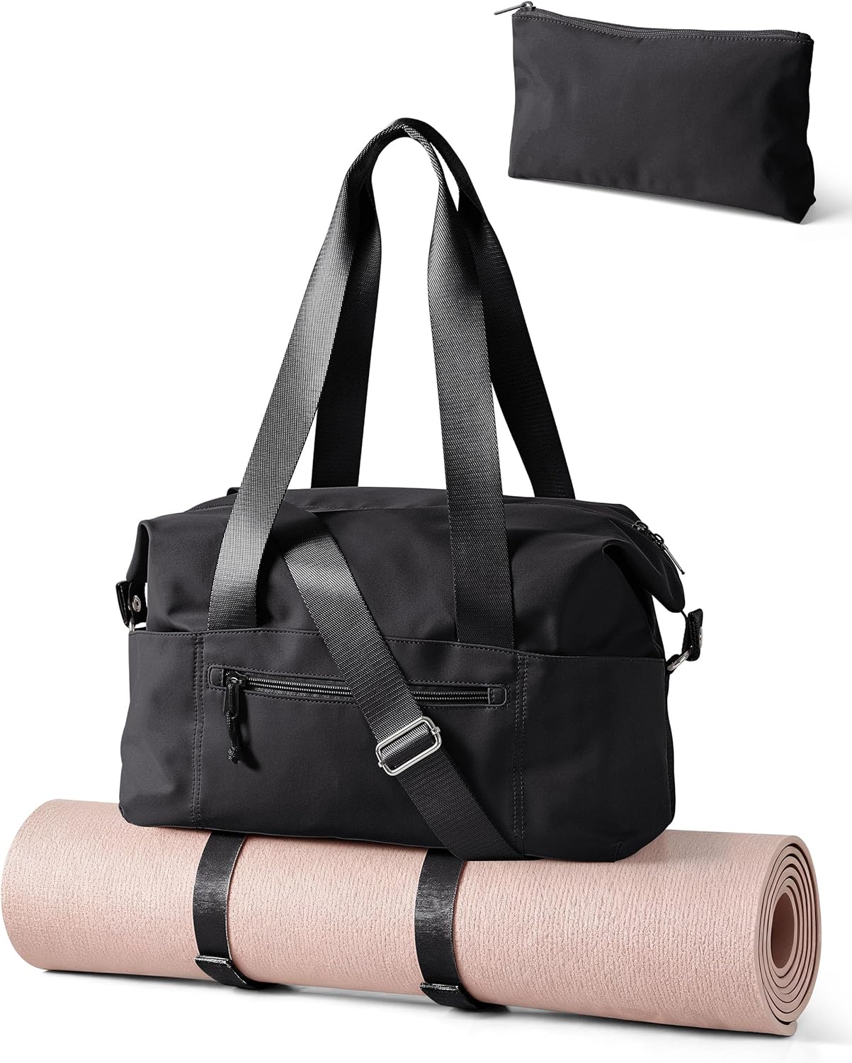 Small Gym Bag with Yoga Mat Holder, Wet Pocket and a Separate Pouch, Small Gym Duffle Bag for Women with Detachable Crossbody Shoulder Strap