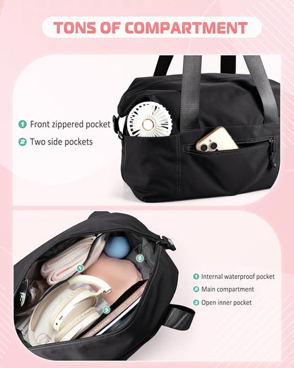 Small Gym Bag with Yoga Mat Holder, Wet Pocket and a Separate Pouch, Small Gym Duffle Bag for Women with Detachable Crossbody Shoulder Strap