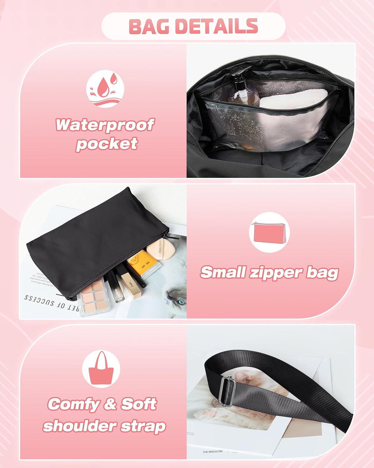 Small Gym Bag with Yoga Mat Holder, Wet Pocket and a Separate Pouch, Small Gym Duffle Bag for Women with Detachable Crossbody Shoulder Strap