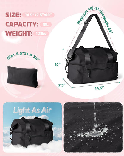 Small Gym Bag with Yoga Mat Holder, Wet Pocket and a Separate Pouch, Small Gym Duffle Bag for Women with Detachable Crossbody Shoulder Strap