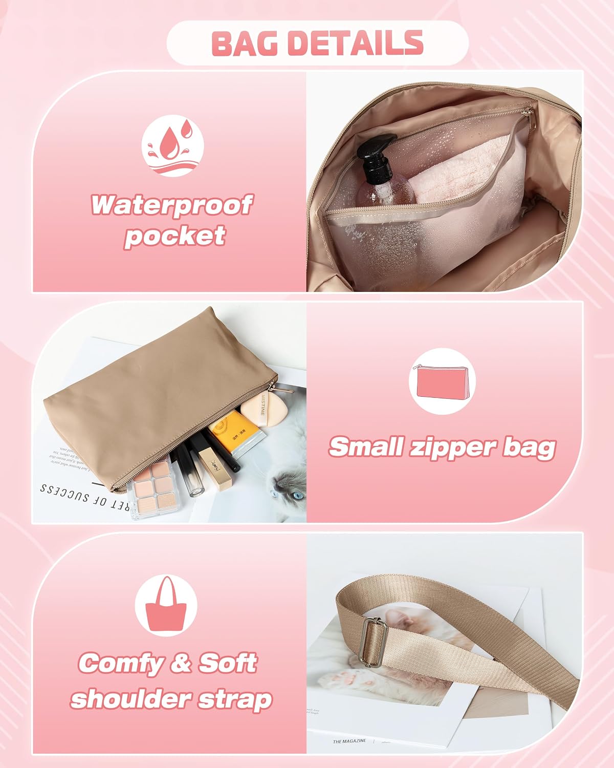Small Gym Bag with Yoga Mat Holder, Wet Pocket and a Separate Pouch, Small Gym Duffle Bag for Women with Detachable Crossbody Shoulder Strap