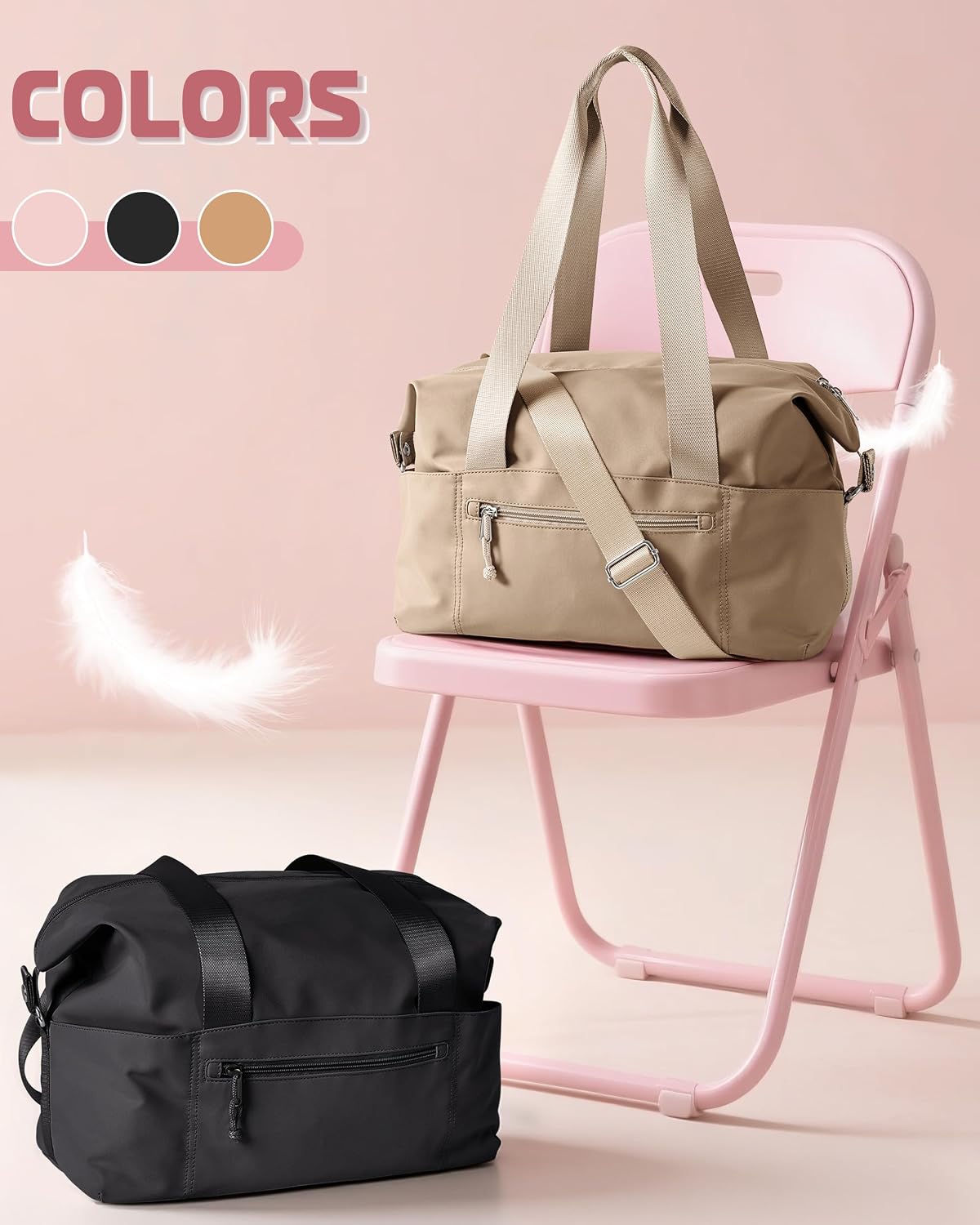 Small Gym Bag with Yoga Mat Holder, Wet Pocket and a Separate Pouch, Small Gym Duffle Bag for Women with Detachable Crossbody Shoulder Strap