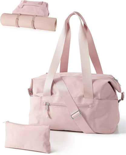 Small Gym Bag with Yoga Mat Holder, Wet Pocket and a Separate Pouch, Small Gym Duffle Bag for Women with Detachable Crossbody Shoulder Strap