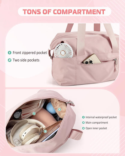 Small Gym Bag with Yoga Mat Holder, Wet Pocket and a Separate Pouch, Small Gym Duffle Bag for Women with Detachable Crossbody Shoulder Strap
