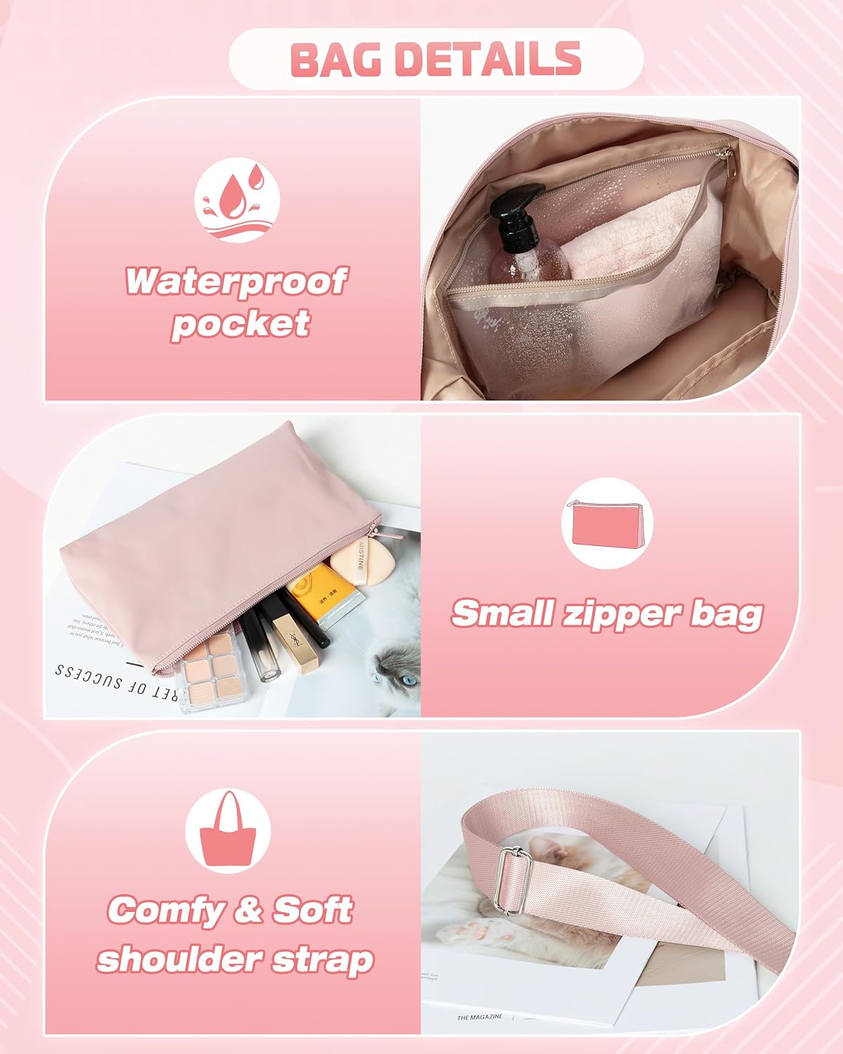 Small Gym Bag with Yoga Mat Holder, Wet Pocket and a Separate Pouch, Small Gym Duffle Bag for Women with Detachable Crossbody Shoulder Strap