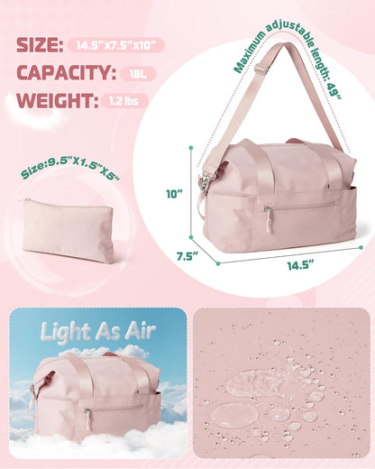 Small Gym Bag with Yoga Mat Holder, Wet Pocket and a Separate Pouch, Small Gym Duffle Bag for Women with Detachable Crossbody Shoulder Strap