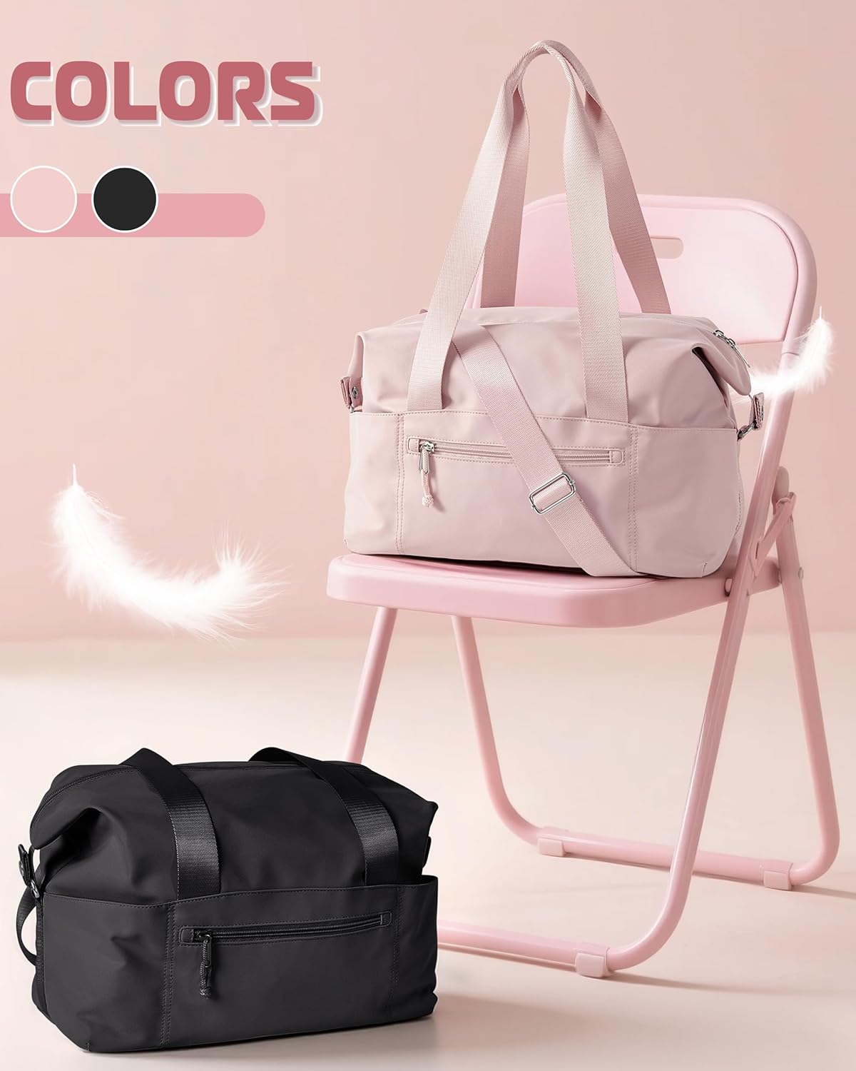 Small Gym Bag with Yoga Mat Holder, Wet Pocket and a Separate Pouch, Small Gym Duffle Bag for Women with Detachable Crossbody Shoulder Strap