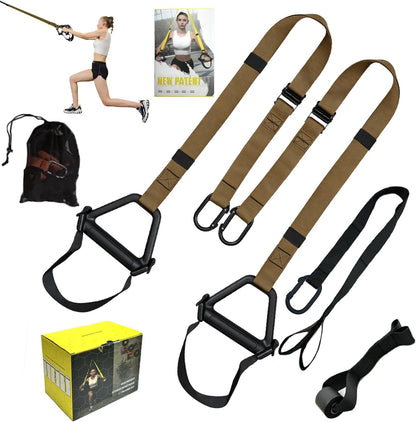 Bodyweight Resistance Training Straps, Complete Home Gym Fitness Trainer kit for Full-Body Workout, Included Door Anchor, Extension Strap, Fitness Guide
