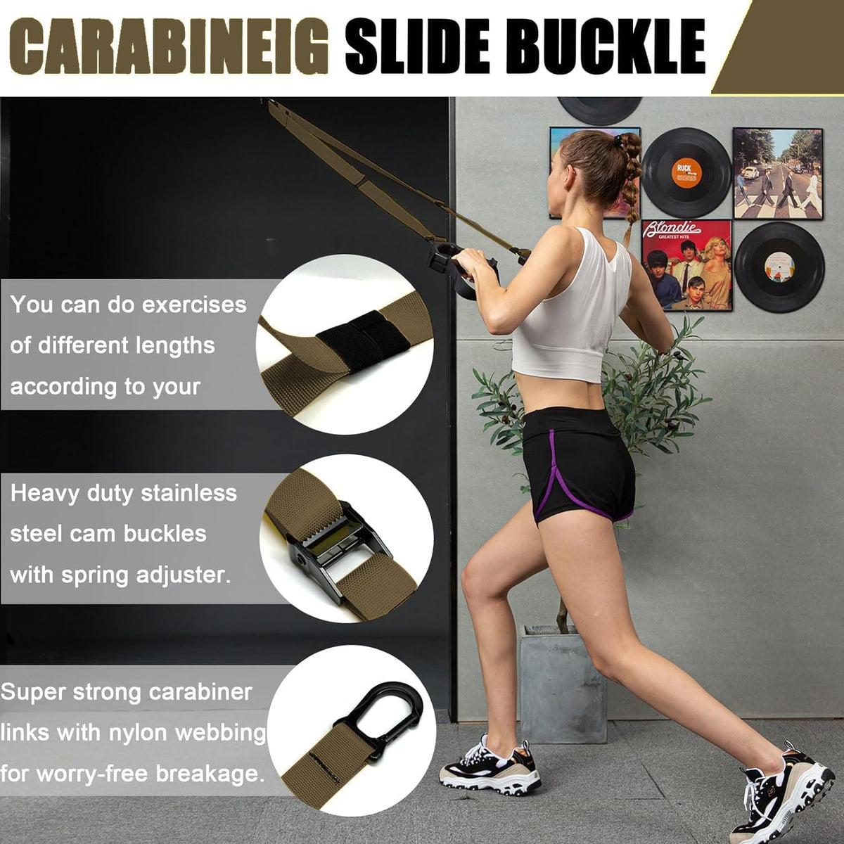 Bodyweight Resistance Training Straps, Complete Home Gym Fitness Trainer kit for Full-Body Workout, Included Door Anchor, Extension Strap, Fitness Guide