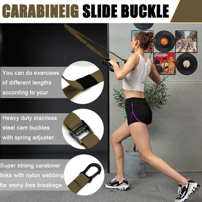 Bodyweight Resistance Training Straps, Complete Home Gym Fitness Trainer kit for Full-Body Workout, Included Door Anchor, Extension Strap, Fitness Guide