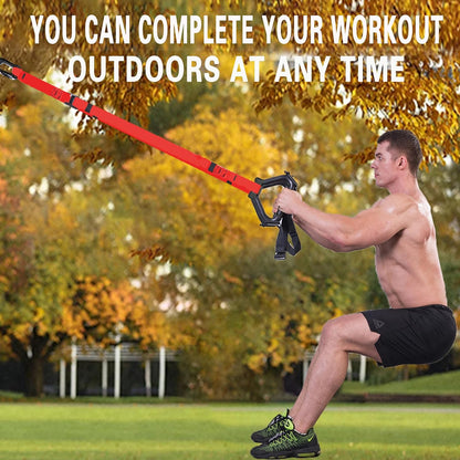 Bodyweight Resistance Training Straps, Complete Home Gym Fitness Trainer kit for Full-Body Workout, Included Door Anchor, Extension Strap, Fitness Guide