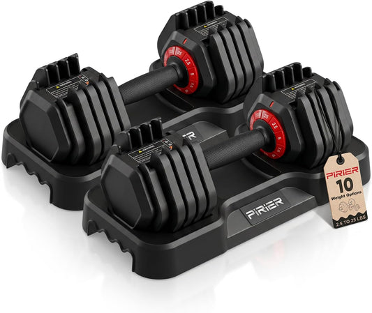 Adjustable Dumbbell Set 25/50LB Dumbbells Weight, 10-in-1/18-in-1 Weight Dumbbell with Anti-Slip Metal Handle and Bicep Supports for Comprehensive Full Body Strength Training